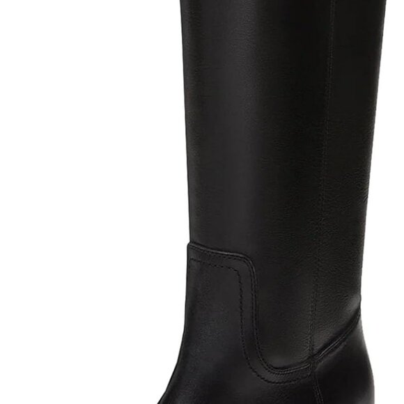 Women's Knee High Boots PU Wide Calf Block Heel Riding campus shoes - Picture 1 of 6